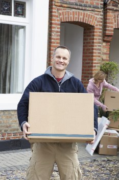 Removal van and moving boxes for a London removals and storage service
