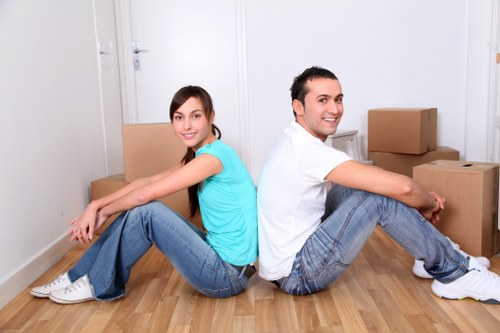 Organised boxes and furniture ready for a London move