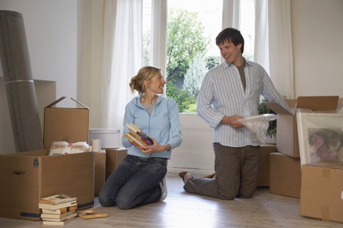 Sorted cardboard and furniture recycling during a London removal