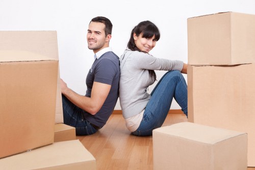 Packed moving boxes ready for London removals and storage